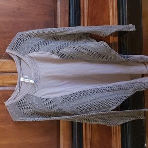 Monotonous long sleeve top with lace detail size M